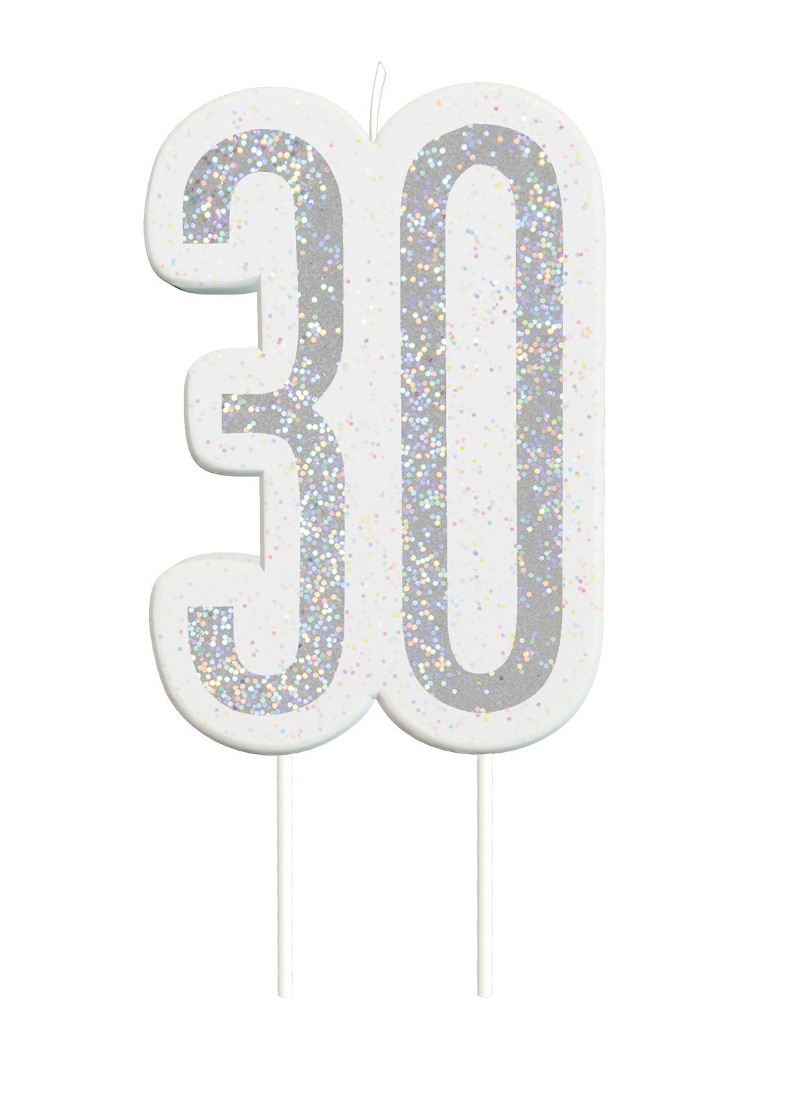 Black & Silver Number 30 Numeral Candle