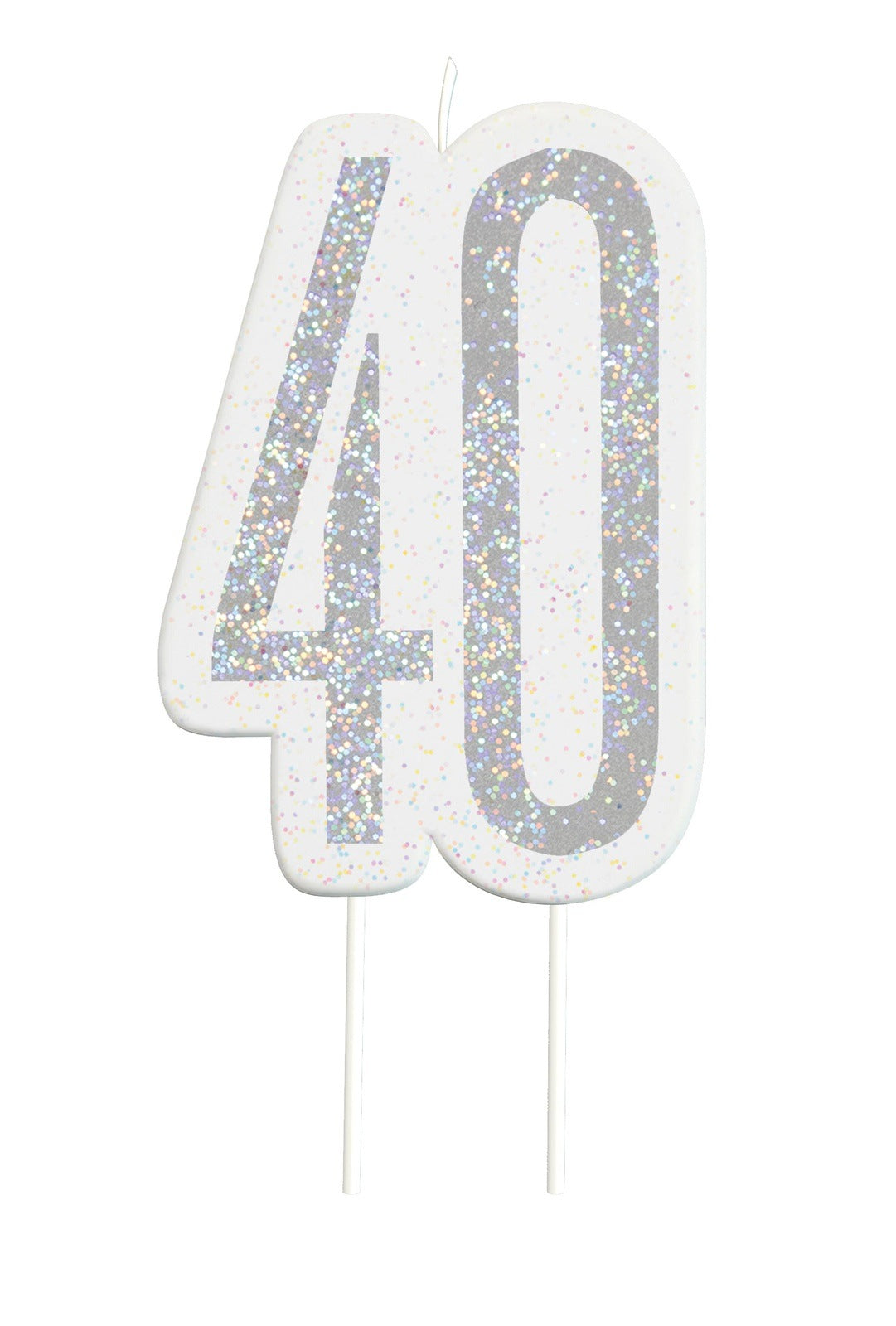 Black & Silver Number 40 Numeral Candle