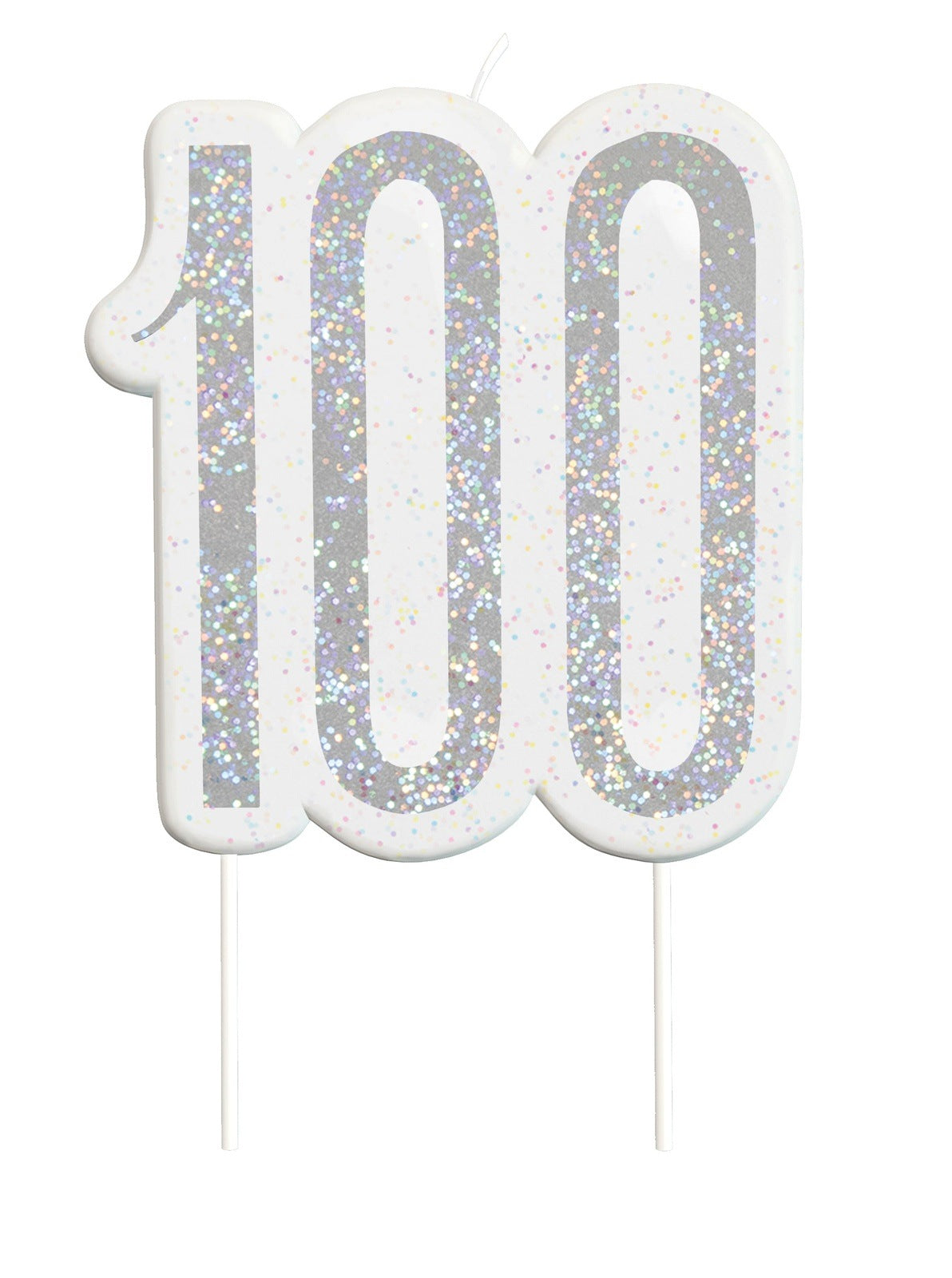 Black & Silver Number 100 Numeral Candle