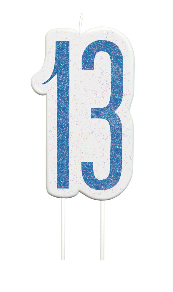 Blue Numeral Birthday Candle 13