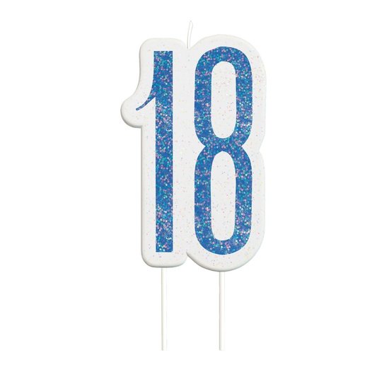 Blue Numeral Birthday Candle 18