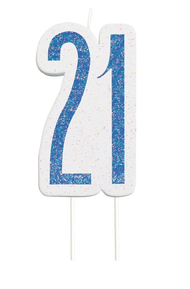 Blue Numeral Birthday Candle 21