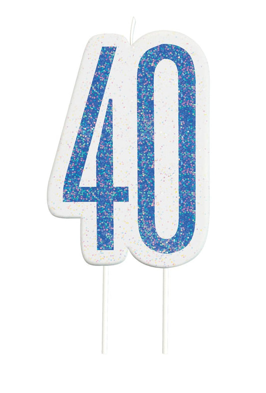 Blue Numeral Birthday Candle 40