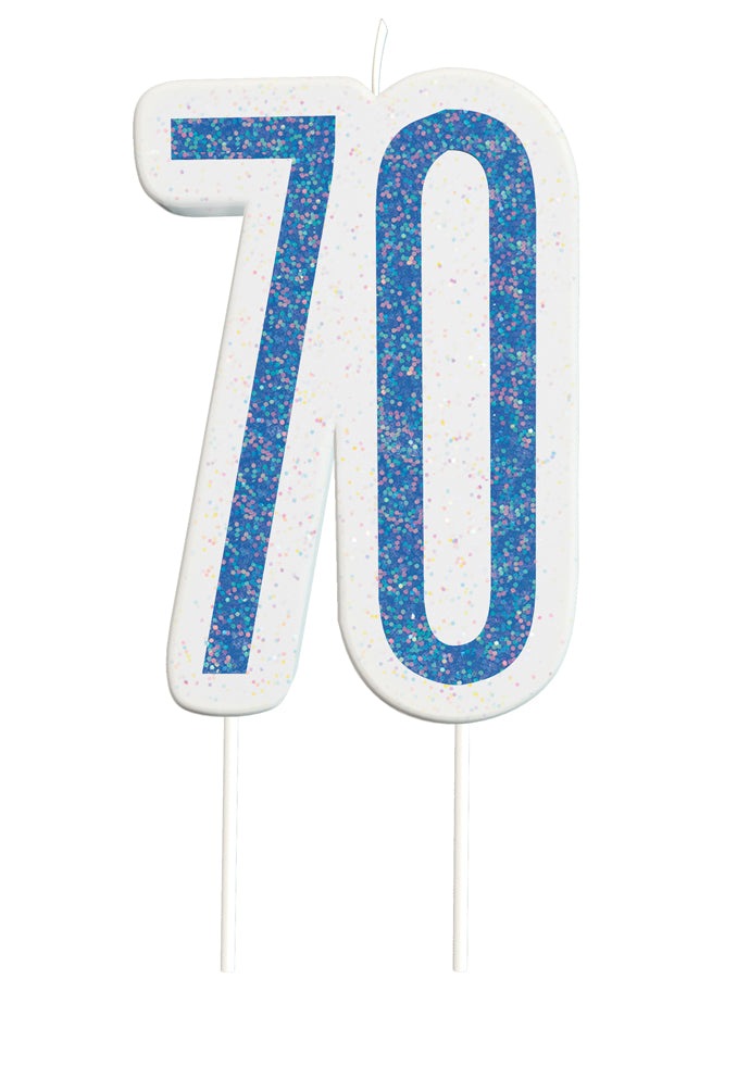 Blue Numeral Birthday Candle 70