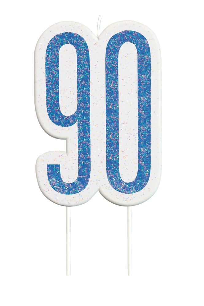 Blue Numeral Birthday Candle 90