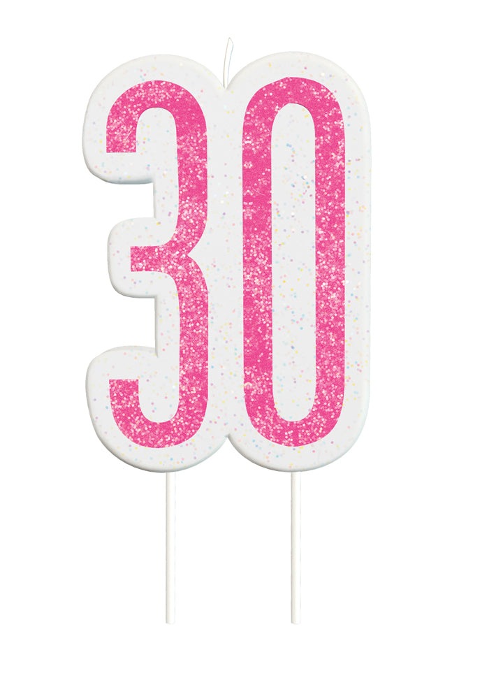 Pink Numeral Birthday Candle 30