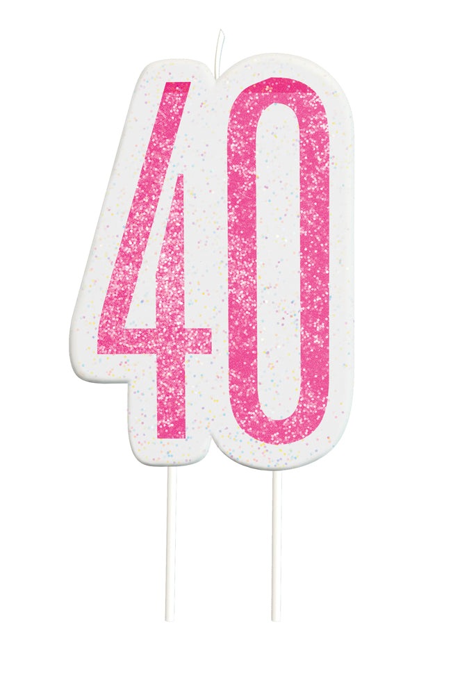 Pink Numeral Birthday Candle 40