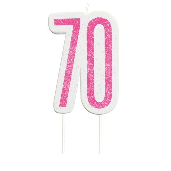 Pink Numeral Birthday Candle 70