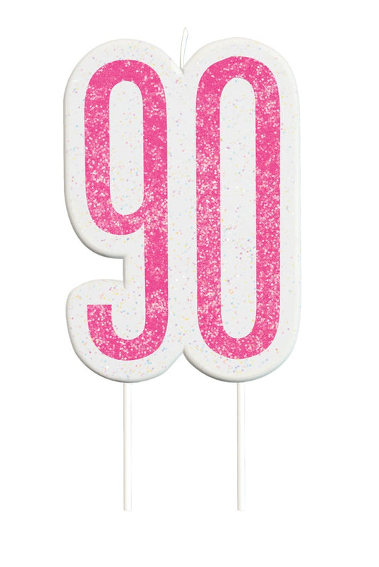 Pink Numeral Birthday Candle 90