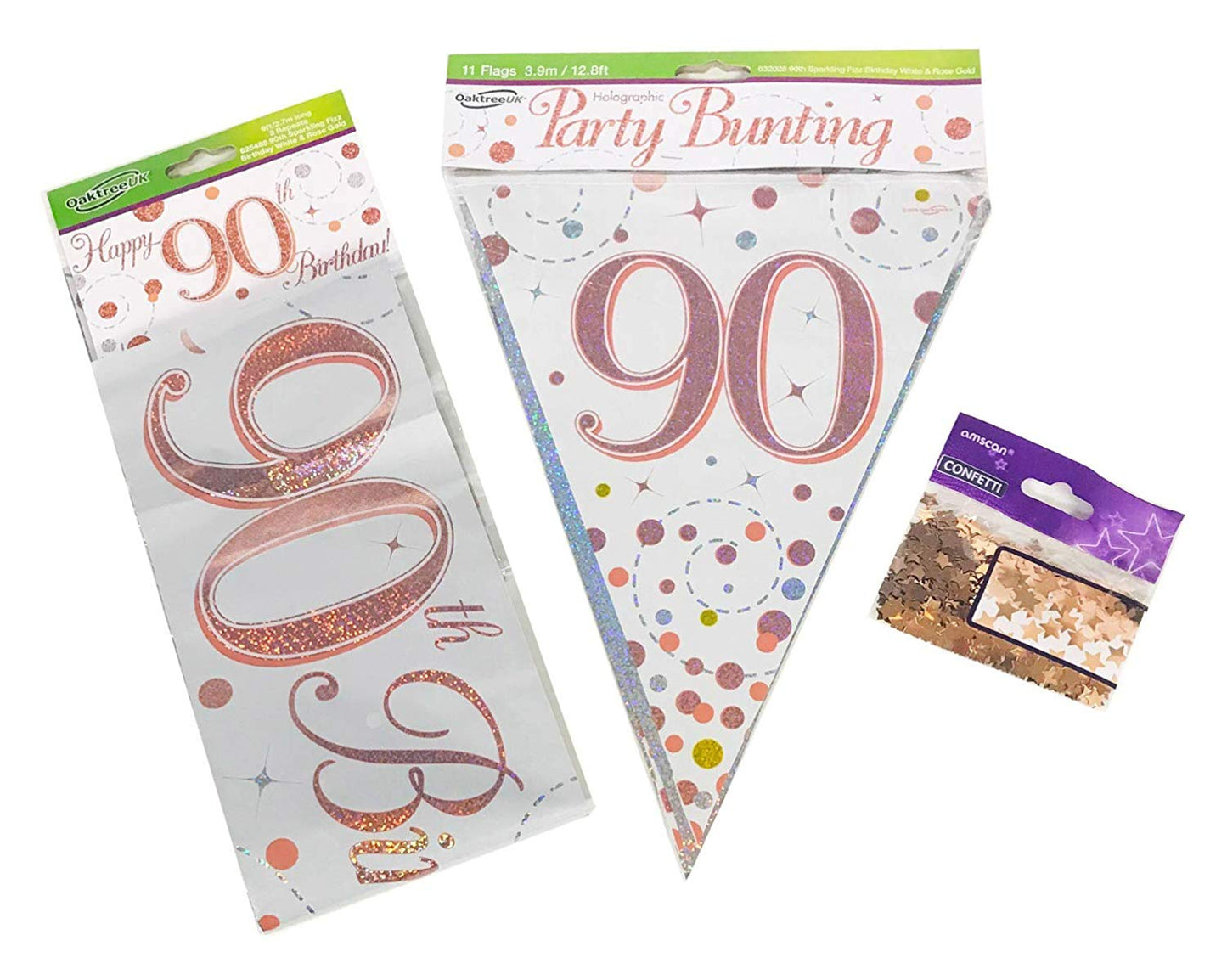 Rose Gold Bundle A Banner, Bunting, Confetti Ages 16 to 90