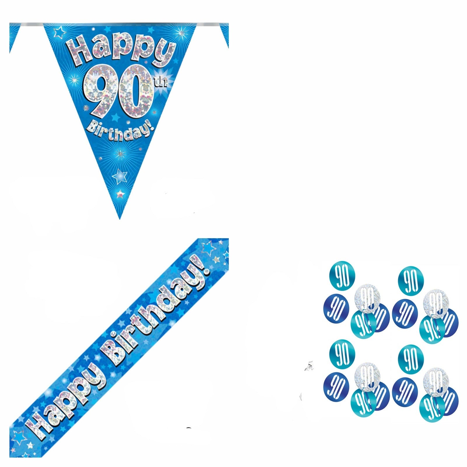 Blue Stars Bundle A Banner, Bunting, Confetti Ages 1 to 90