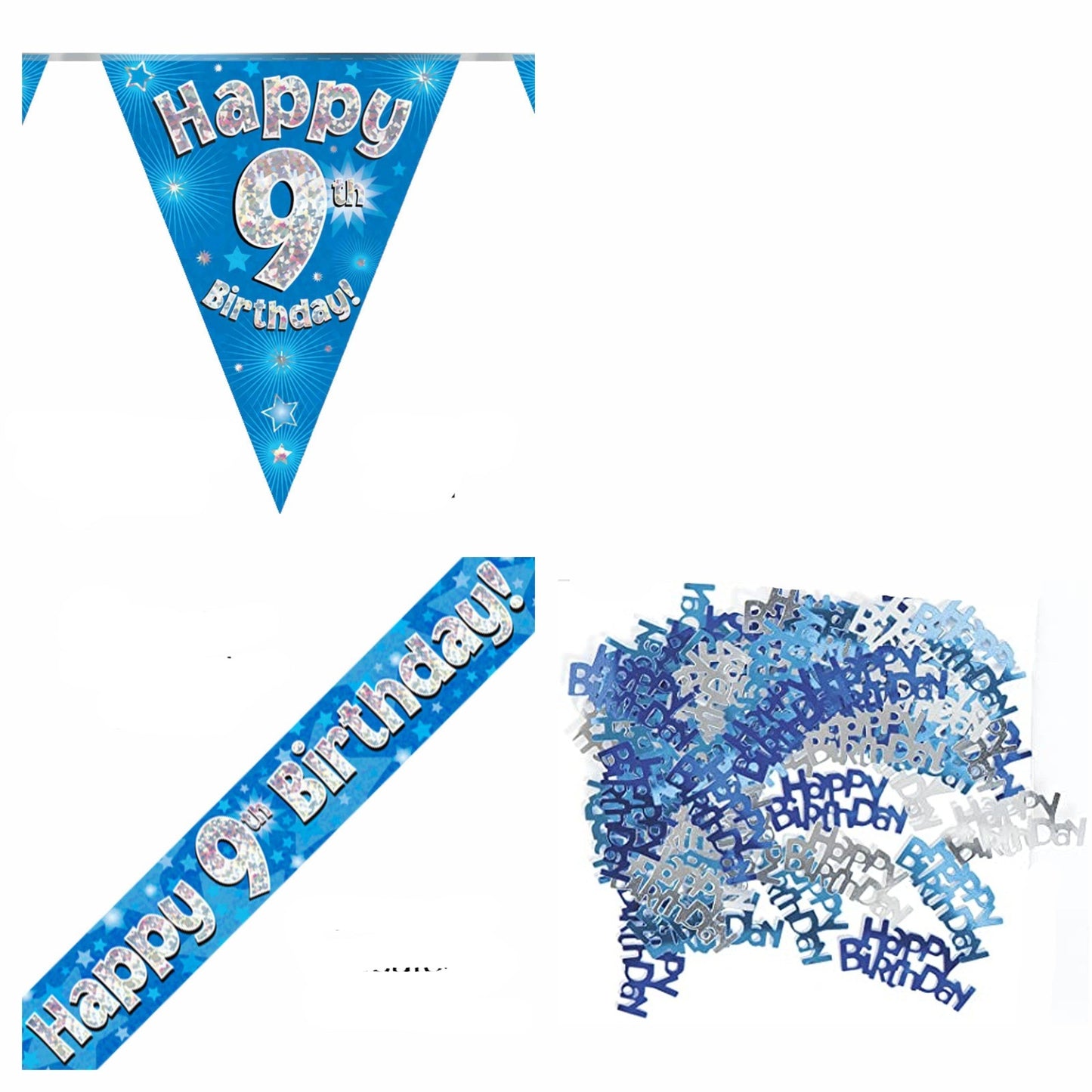 Blue Stars Bundle A Banner, Bunting, Confetti Ages 1 to 90