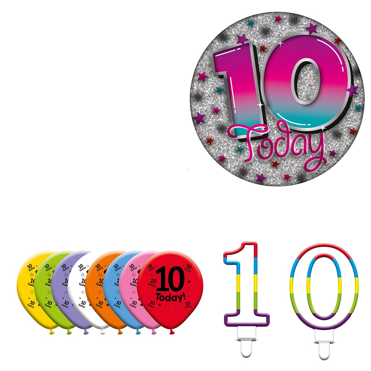 Various Designs Bundle F Balloon, Candle, Badge Ages 1 to 80