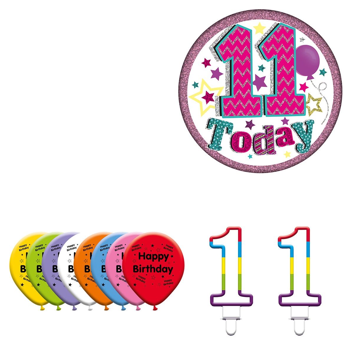 Various Designs Bundle F Balloon, Candle, Badge Ages 1 to 80