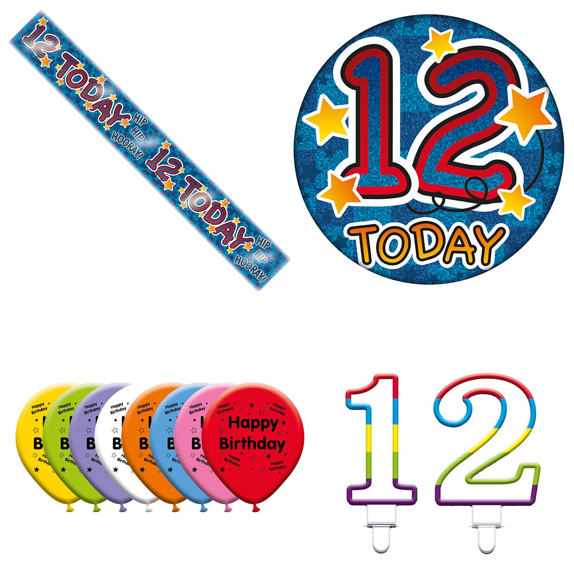 Various Designs Bundle J Banner, Balloon, Candle, Badge Ages 1 to 80