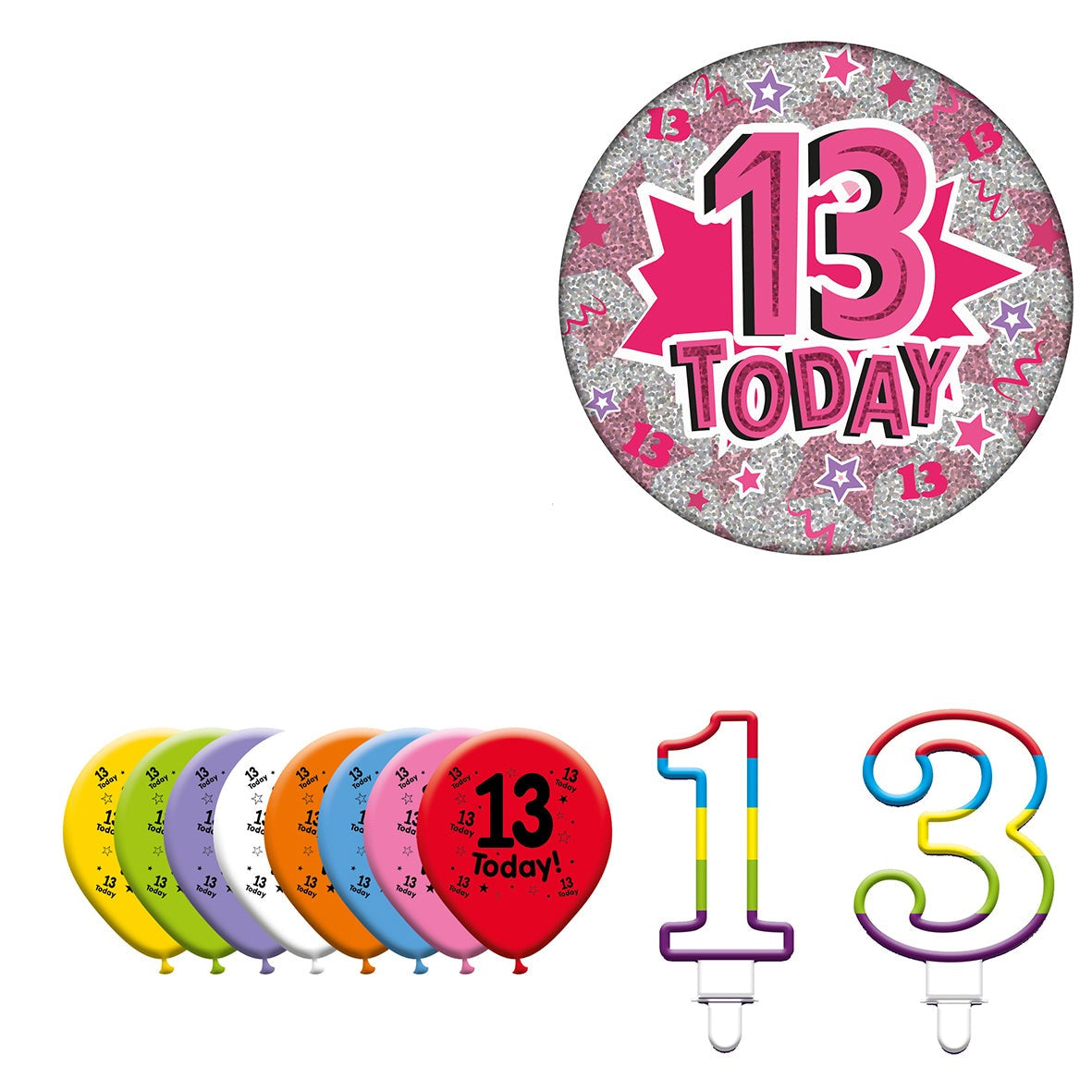 Various Designs Bundle F Balloon, Candle, Badge Ages 1 to 80