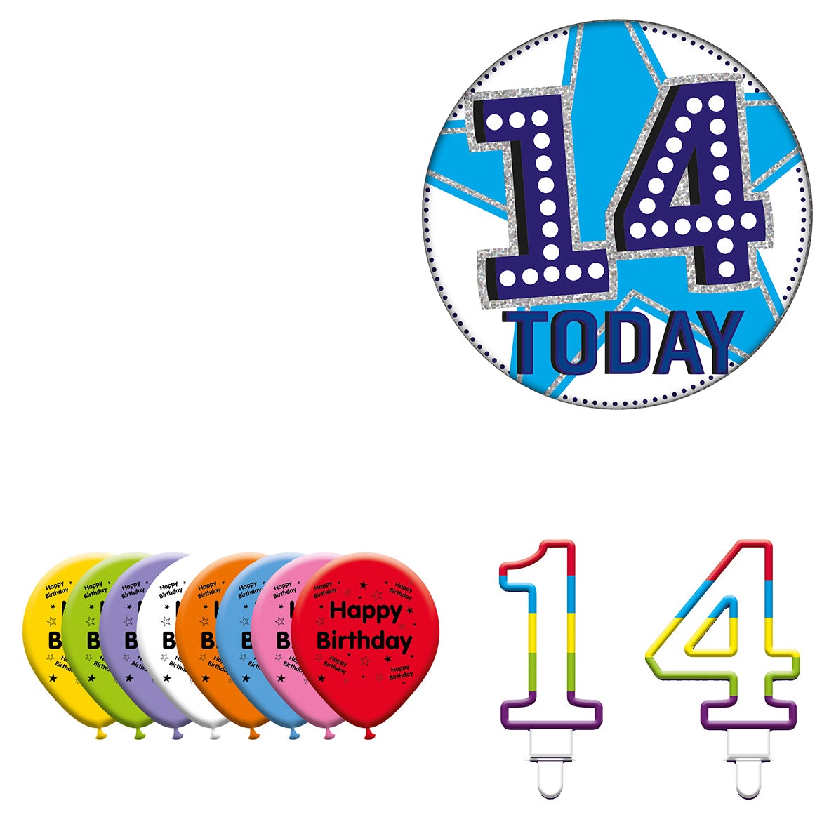 Various Designs Bundle F Balloon, Candle, Badge Ages 1 to 80