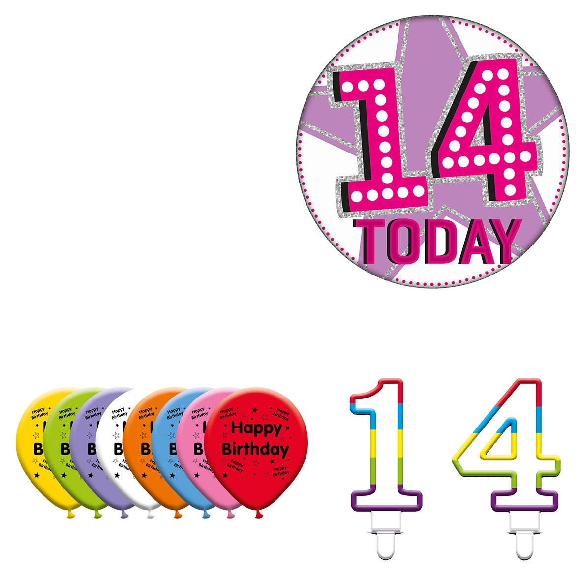 Various Designs Bundle F Balloon, Candle, Badge Ages 1 to 80