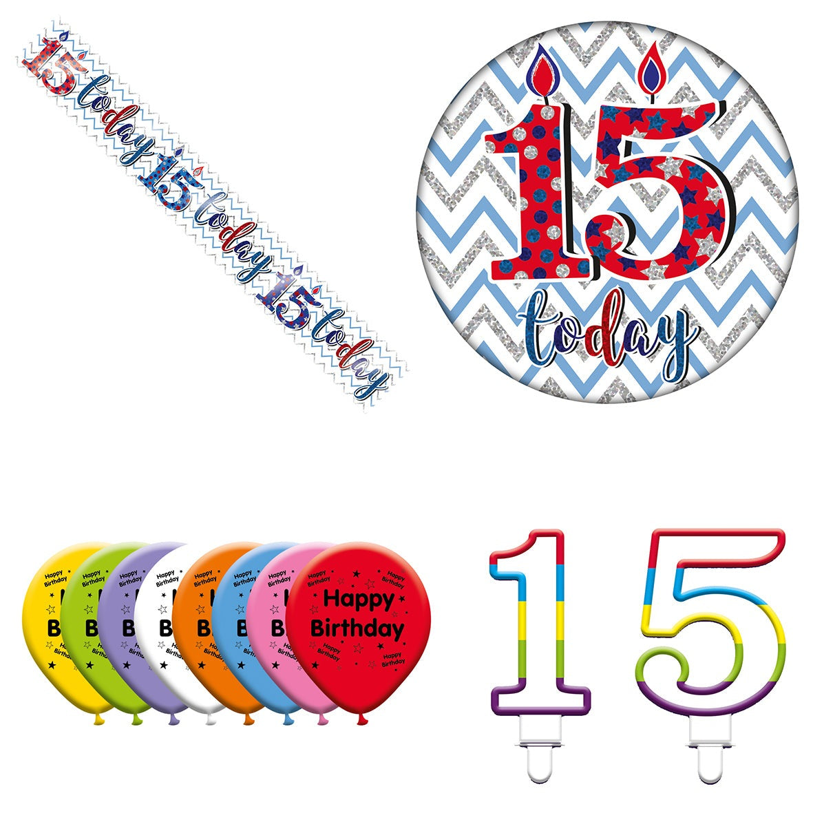 Various Designs Bundle J Banner, Balloon, Candle, Badge Ages 1 to 80