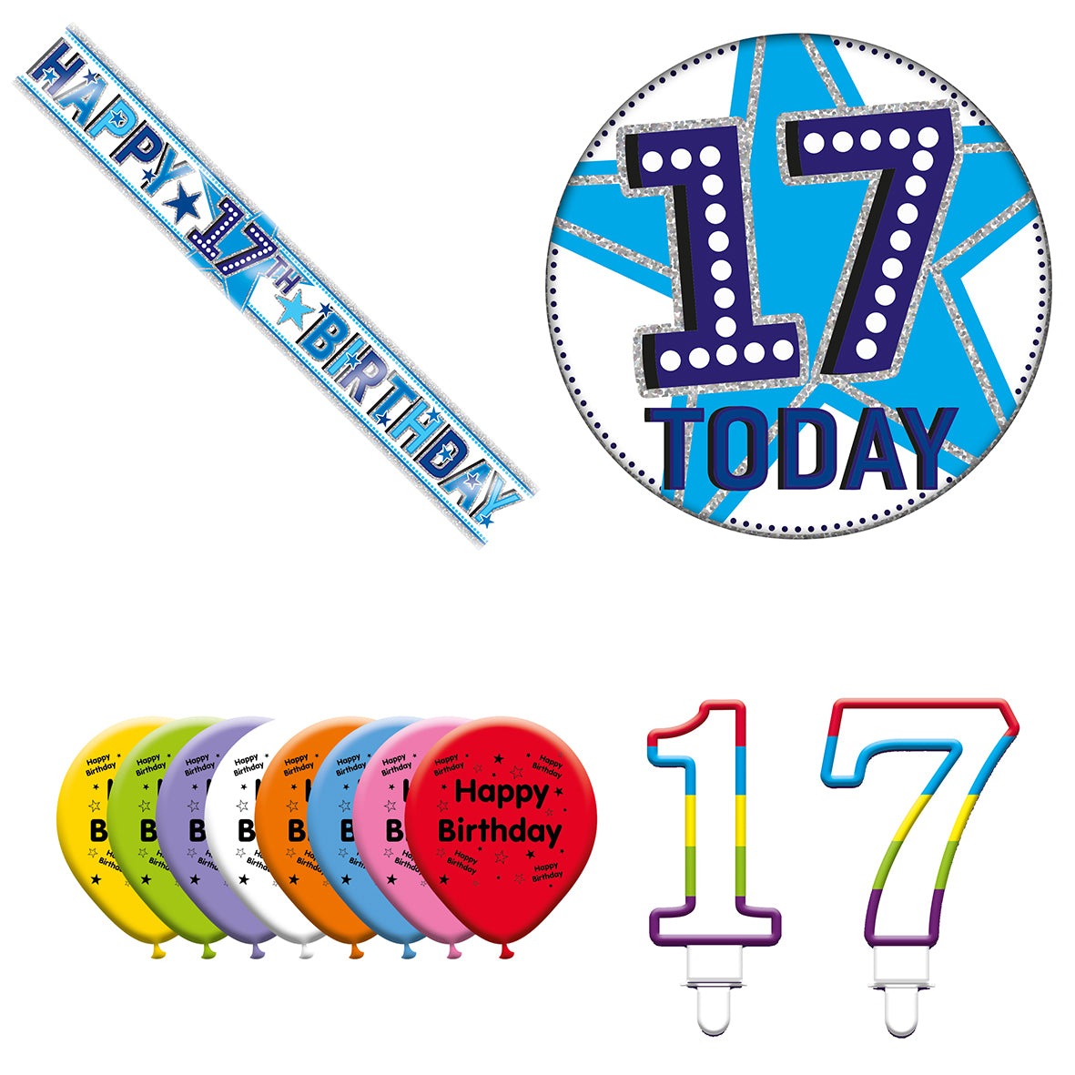 Various Designs Bundle J Banner, Balloon, Candle, Badge Ages 1 to 80