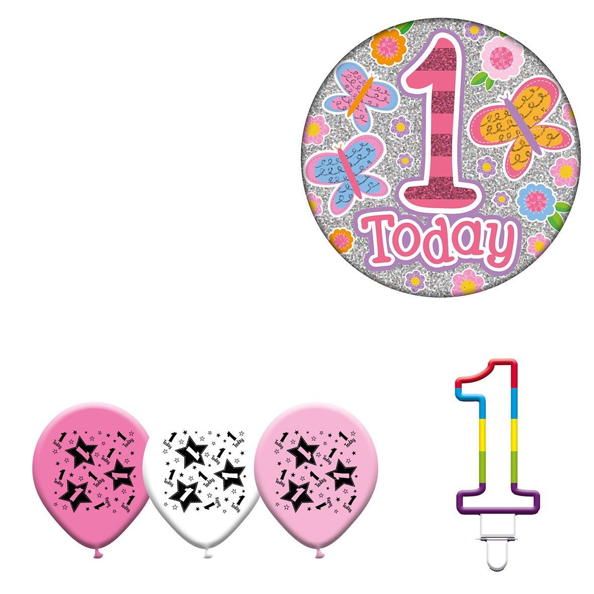 Various Designs Bundle F Balloon, Candle, Badge Ages 1 to 80