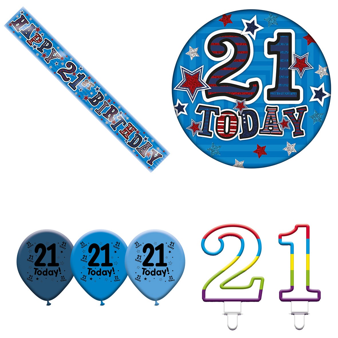 Various Designs Bundle J Banner, Balloon, Candle, Badge Ages 1 to 80