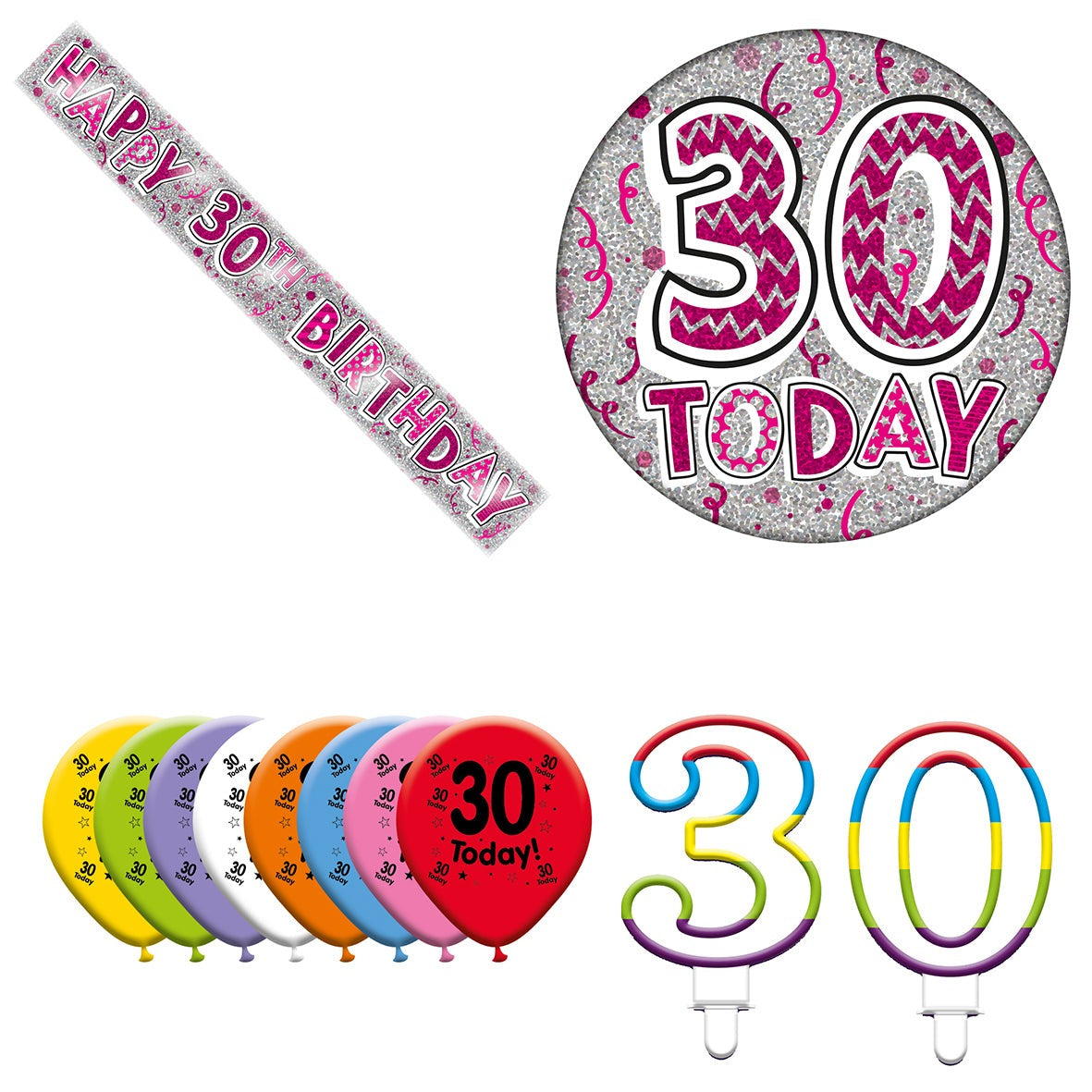 Various Designs Bundle J Banner, Balloon, Candle, Badge Ages 1 to 80