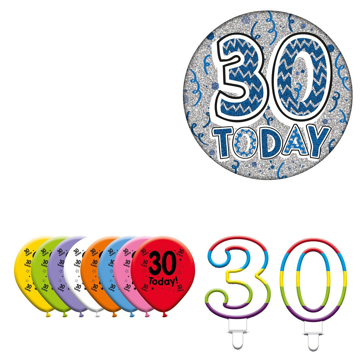 Various Designs Bundle F Balloon, Candle, Badge Ages 1 to 80