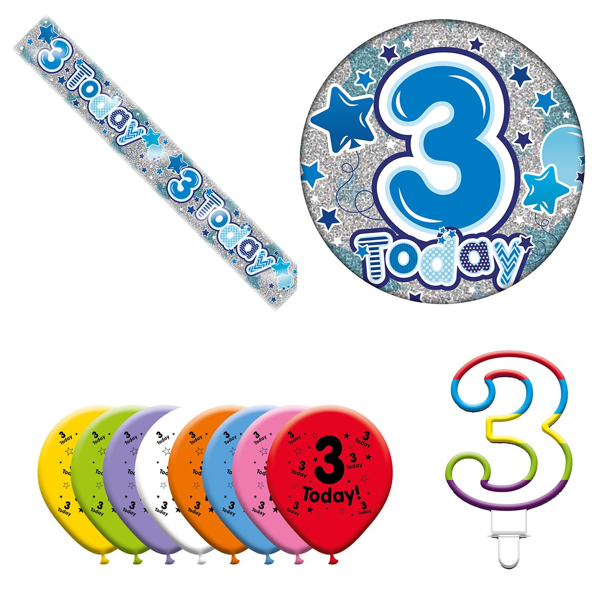 Various Designs Bundle J Banner, Balloon, Candle, Badge Ages 1 to 80