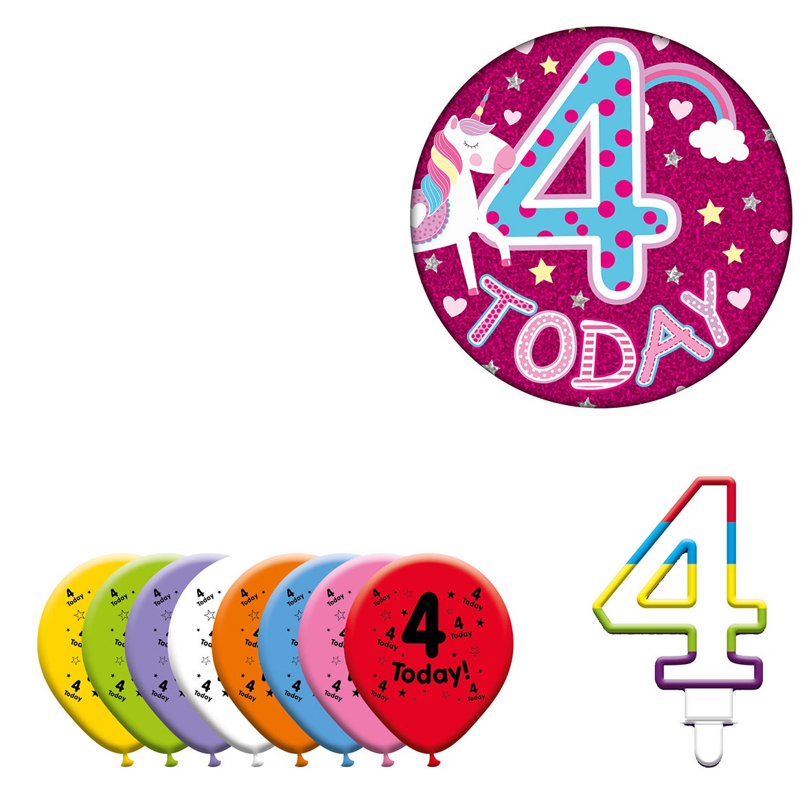 Various Designs Bundle F Balloon, Candle, Badge Ages 1 to 80