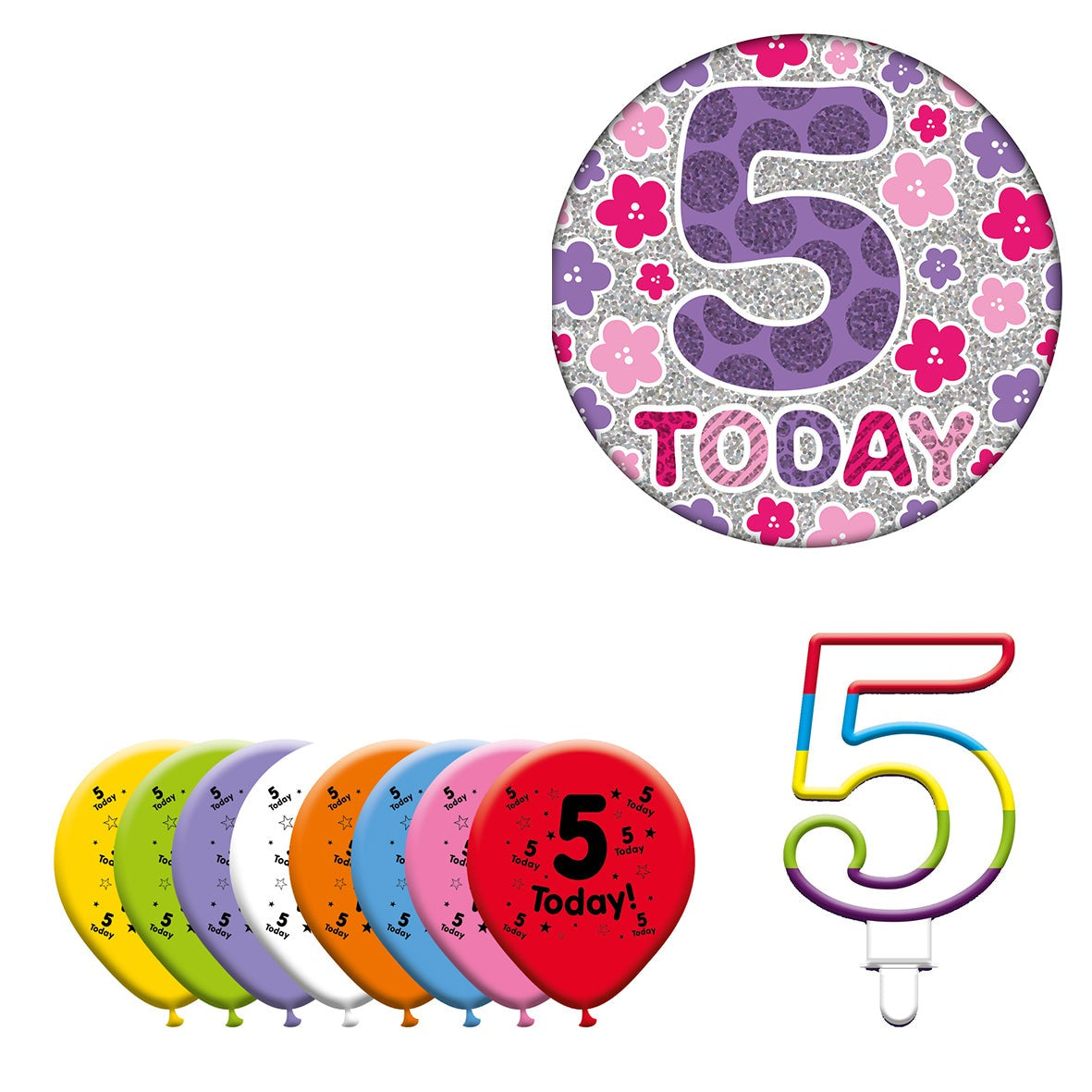 Various Designs Bundle F Balloon, Candle, Badge Ages 1 to 80