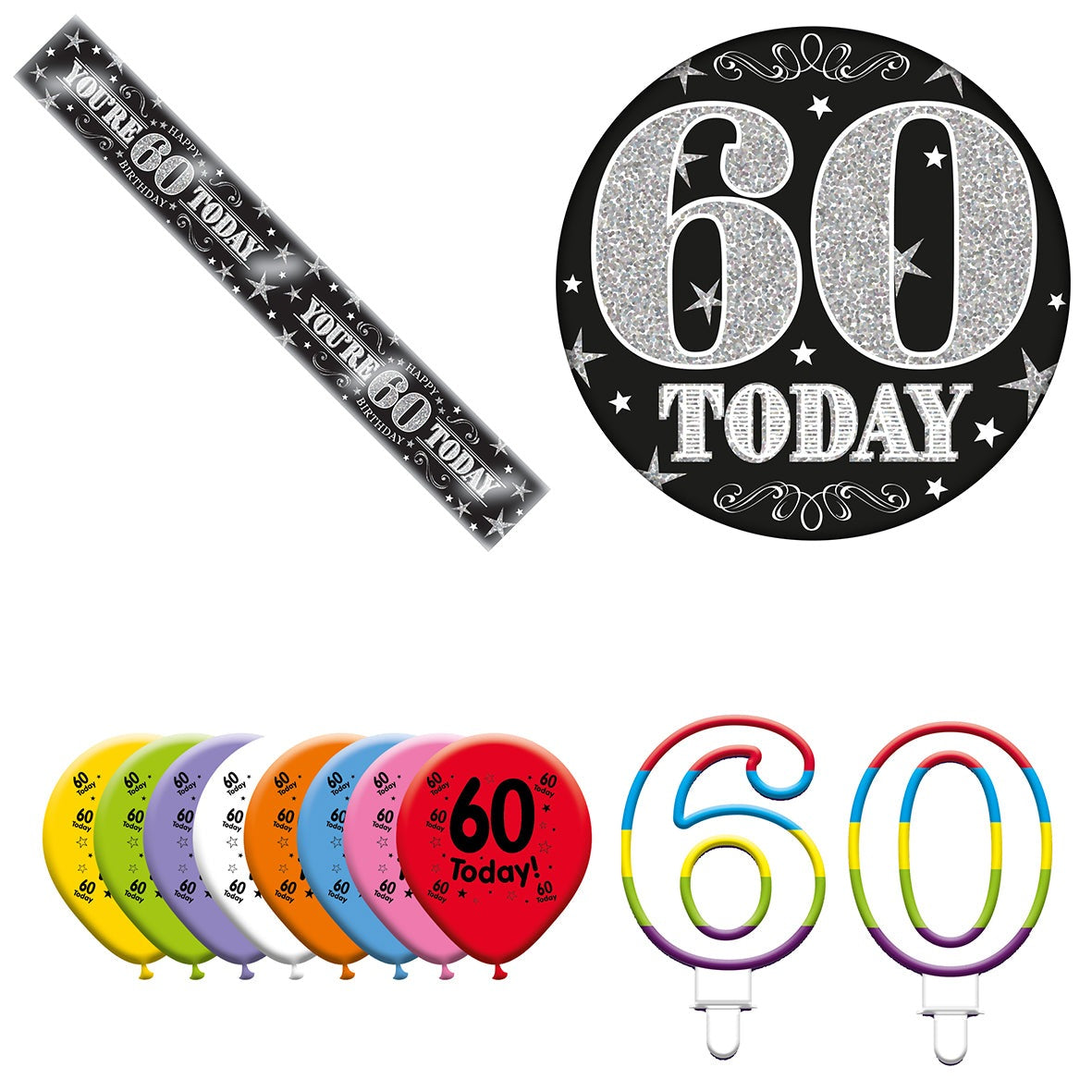 Various Designs Bundle J Banner, Balloon, Candle, Badge Ages 1 to 80