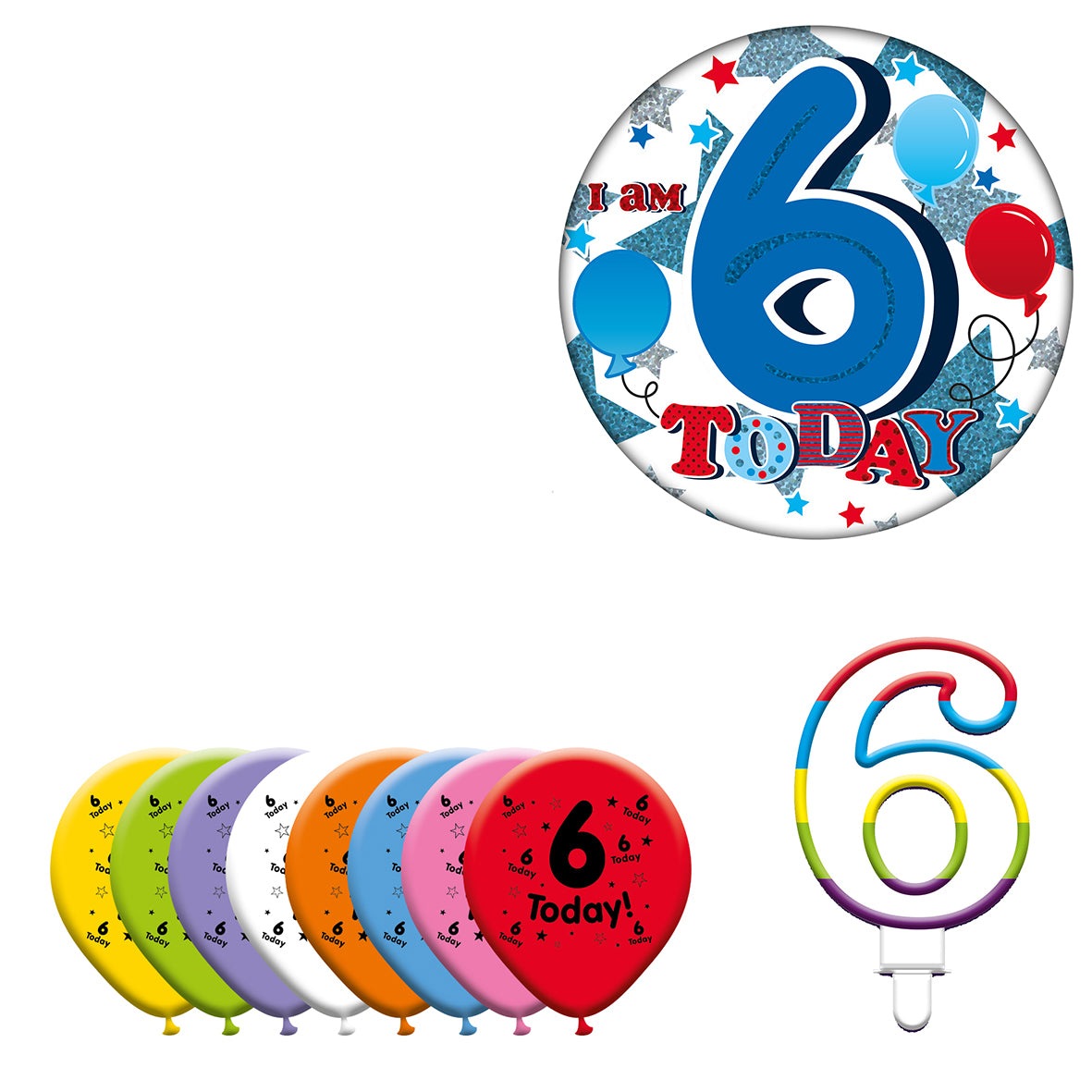 Various Designs Bundle F Balloon, Candle, Badge Ages 1 to 80