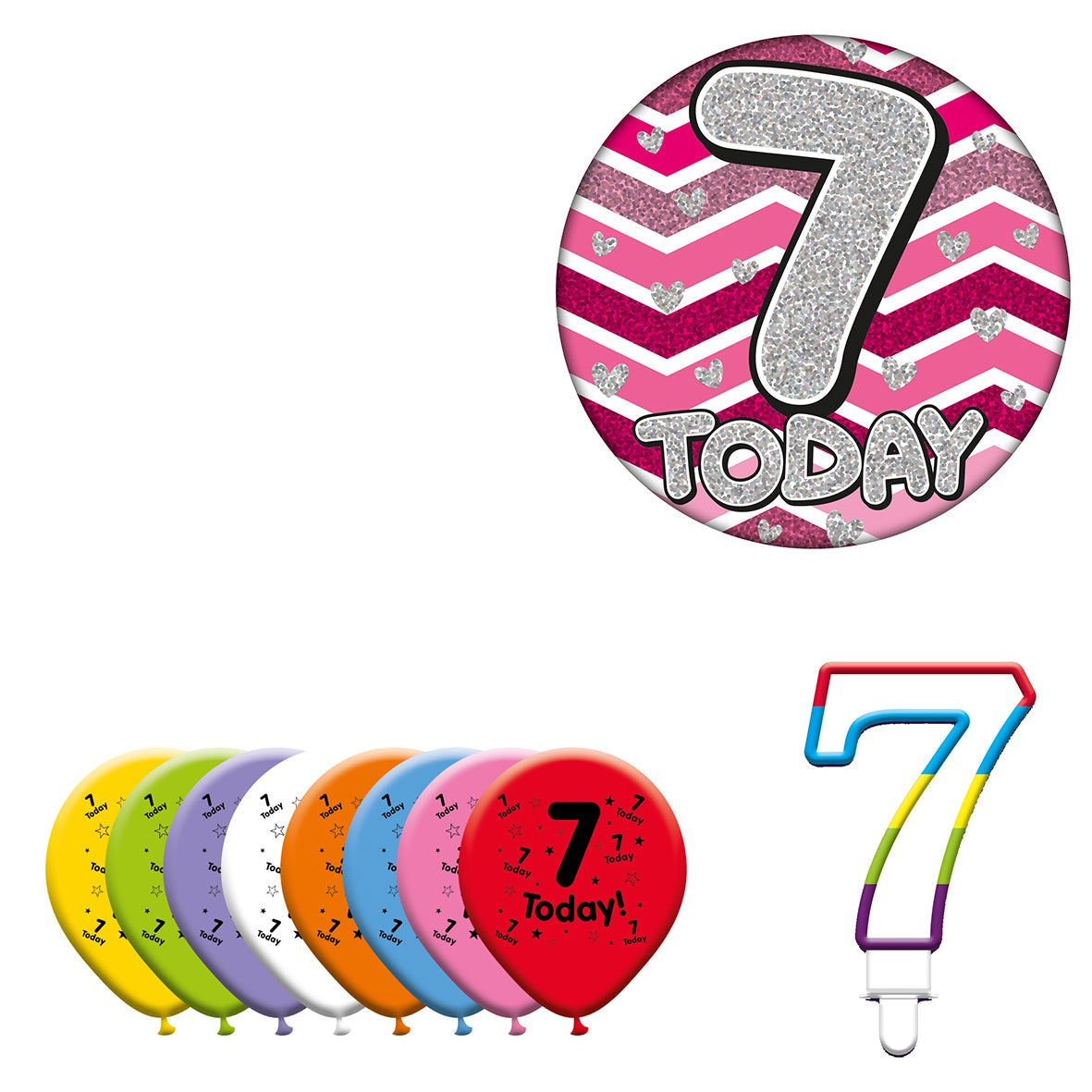 Various Designs Bundle F Balloon, Candle, Badge Ages 1 to 80