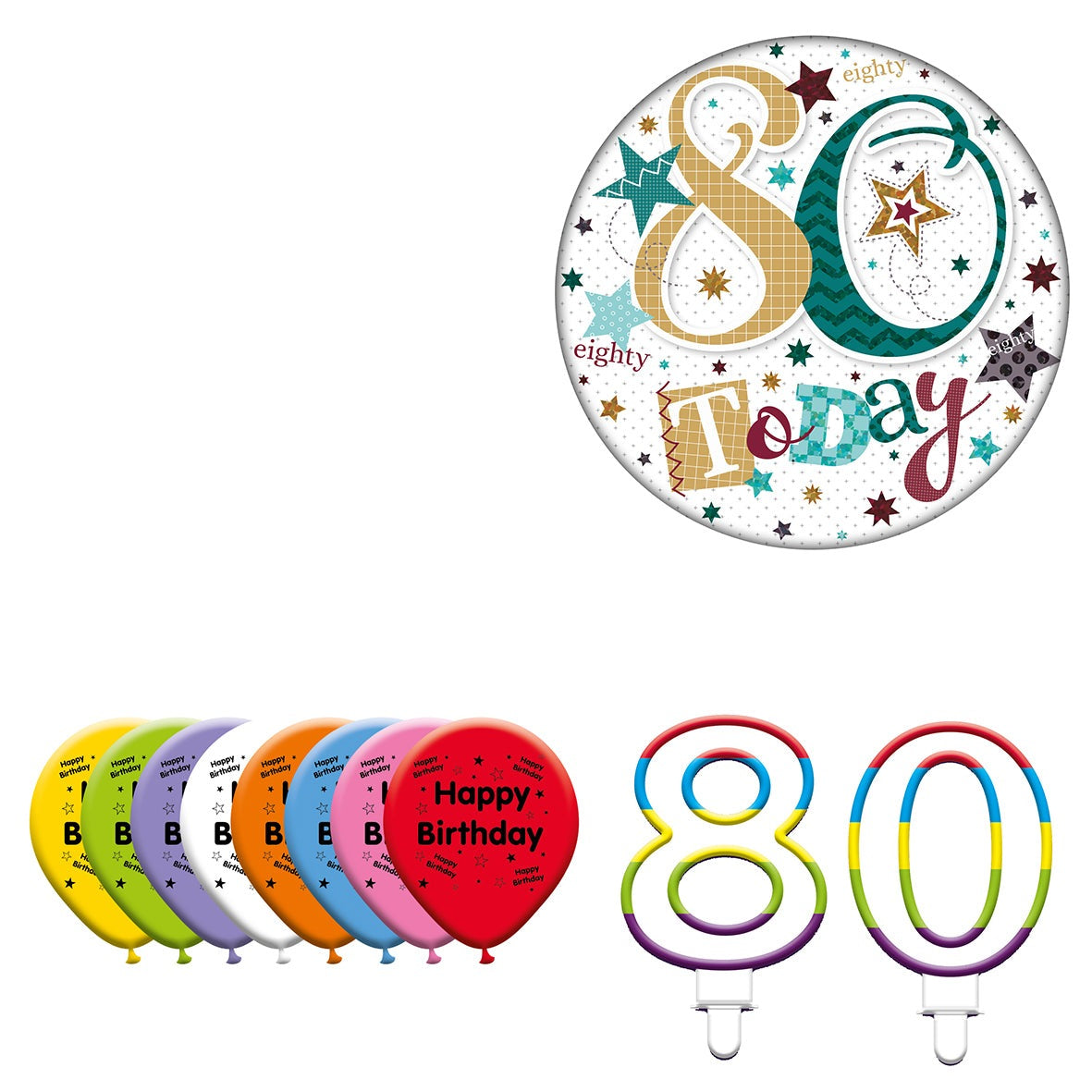 Various Designs Bundle F Balloon, Candle, Badge Ages 1 to 80