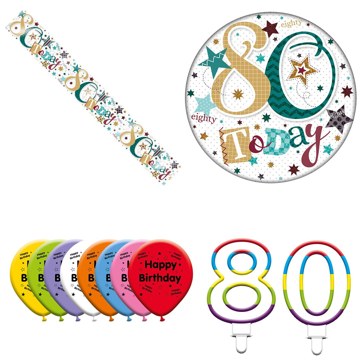 Various Designs Bundle J Banner, Balloon, Candle, Badge Ages 1 to 80