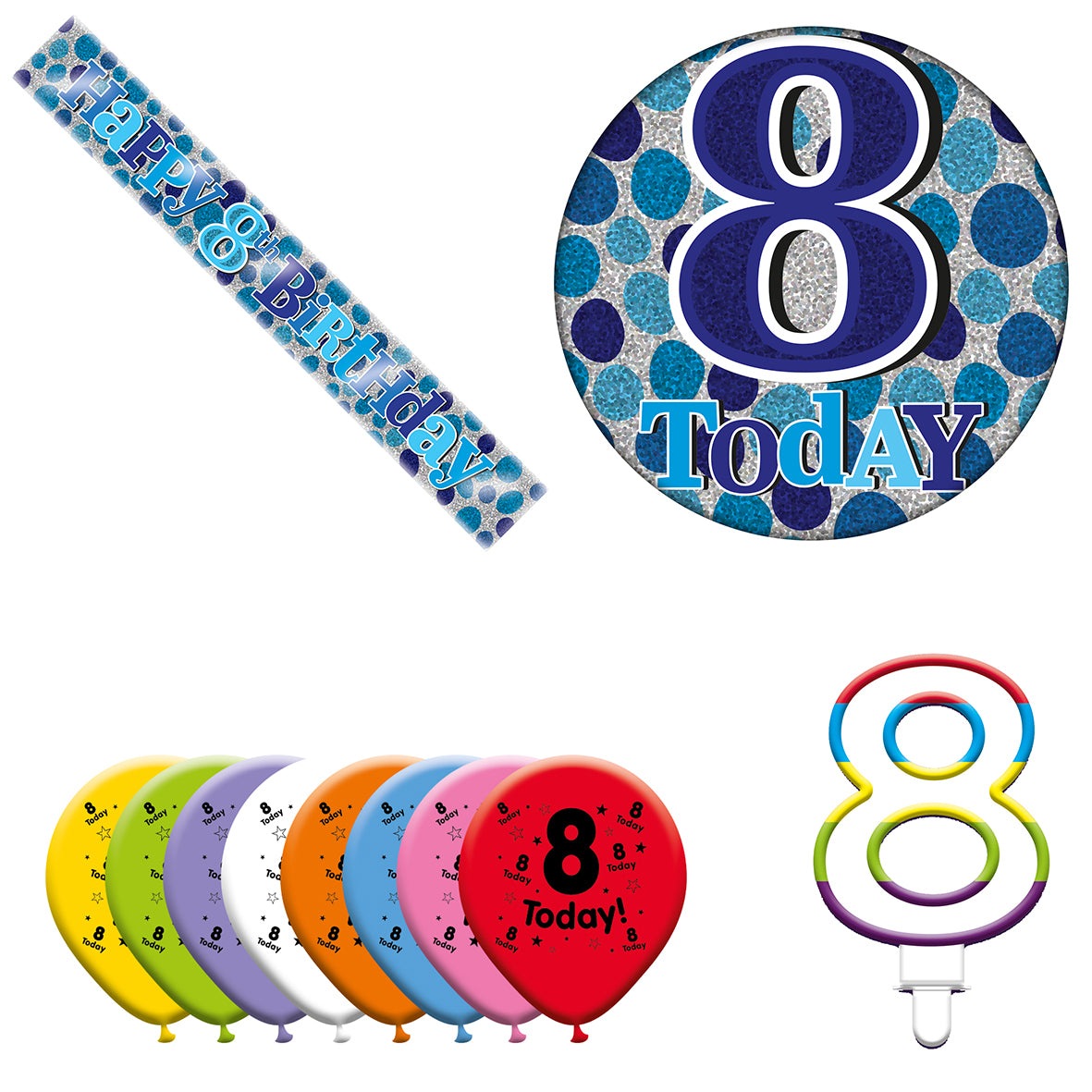 Various Designs Bundle J Banner, Balloon, Candle, Badge Ages 1 to 80