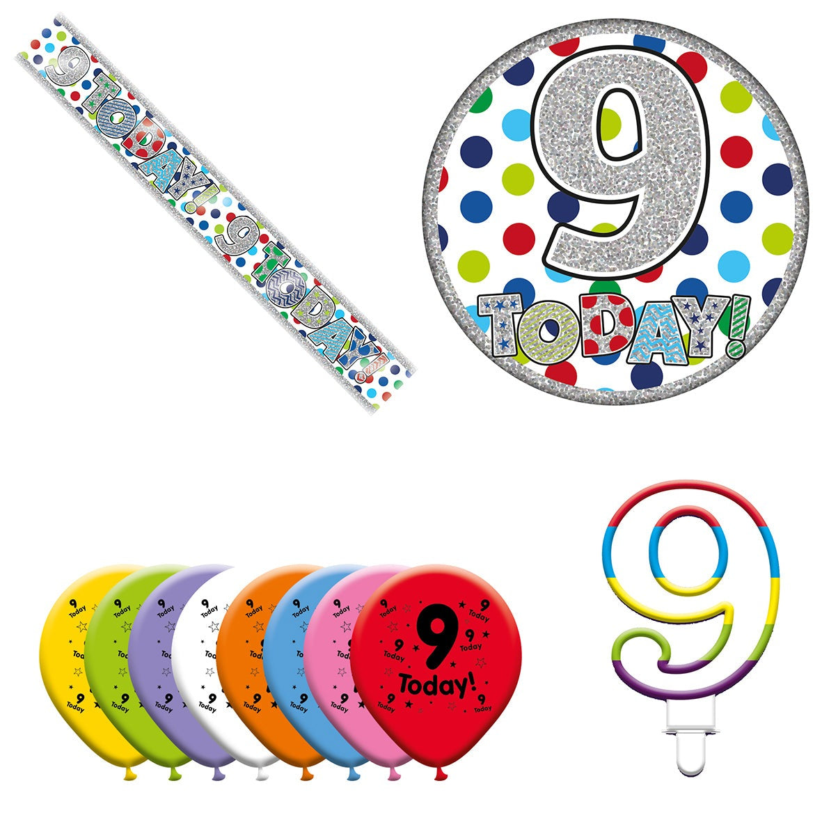 Various Designs Bundle J Banner, Balloon, Candle, Badge Ages 1 to 80