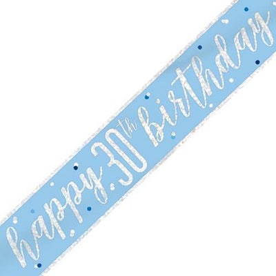Blue & Silver Foil Banner Happy 30th Birthday