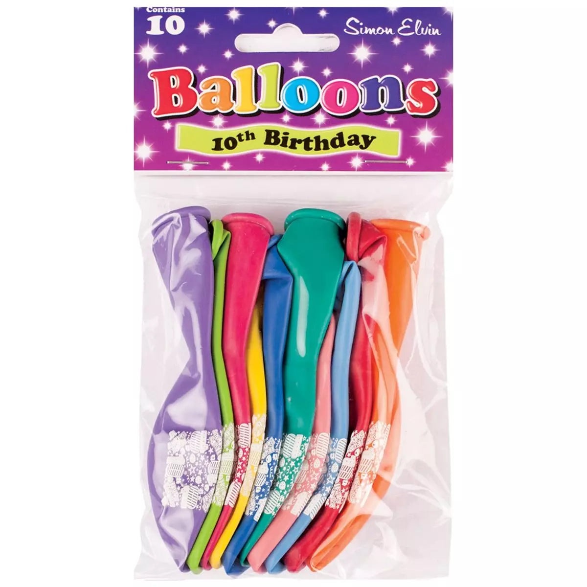Age 10 Multicolor Birthday Balloons 10 Per Pack