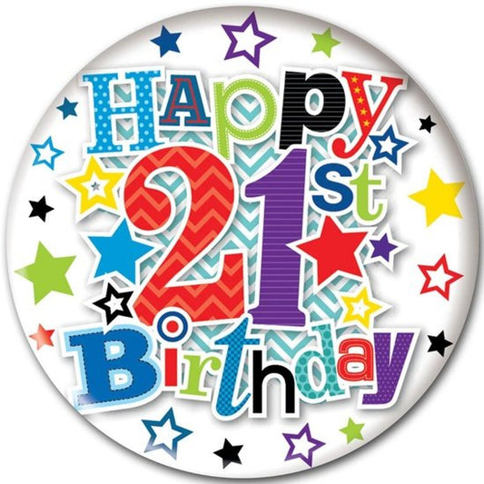 Age 21 Large Birthday Badge Male