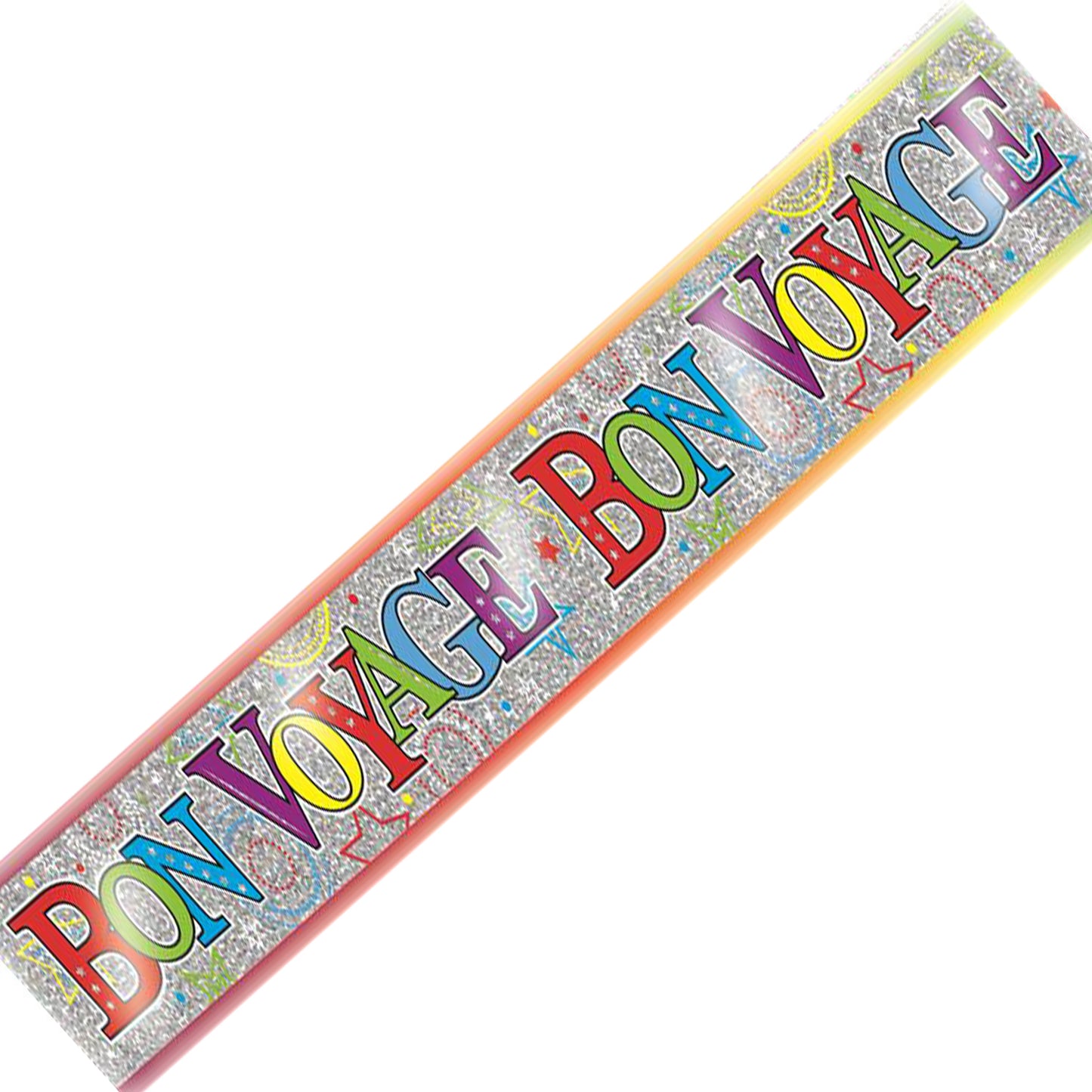 Bon Voyage Sorry You're Leaving Holographic Recyclable Birthday Party Banner