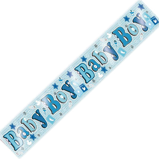 Baby Boy It's A Boy Holographic Recyclable Birthday Party Banner