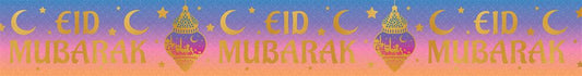 Eid Mubarak Holographic Recyclable Birthday Party Banner Sunset