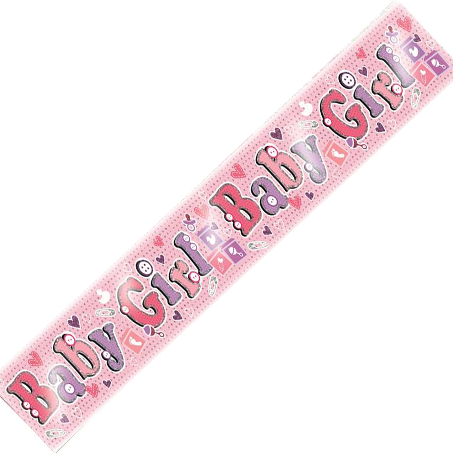 Baby Girl It's A Girl Holographic Recyclable Birthday Party Banner