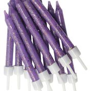 Purple Glitter Candles & Holders Birthday Party Cake Topper Decoration