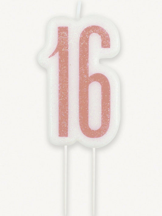 Rose Gold Numeral Birthday Candle 16
