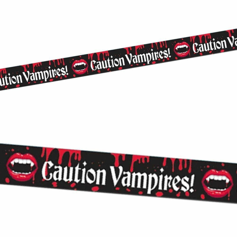 Halloween Decoration Vampire Caution Tape Teeth Blood 6m Long