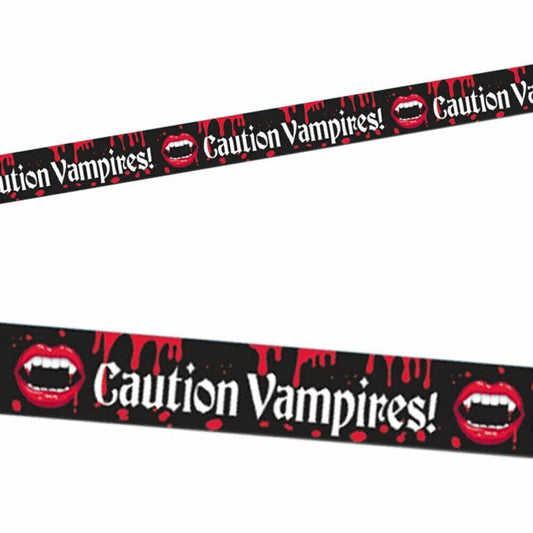 Halloween Decoration Vampire Caution Tape Teeth Blood 6m Long
